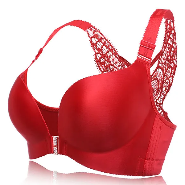 Butterfly Embroidery Front Closure Wireless Adjustable Gather Soft Bras