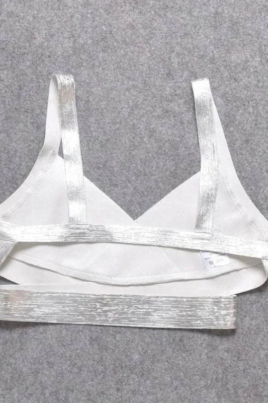 Jess Bandage Top and Mini Skirt Set - Silver
