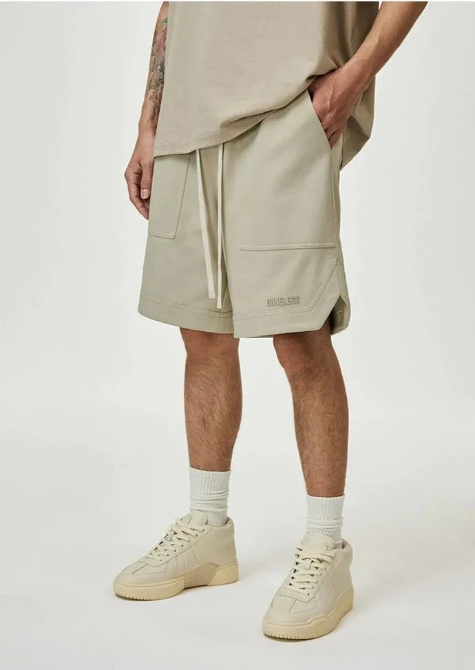 Knitted Logo Printed Shorts