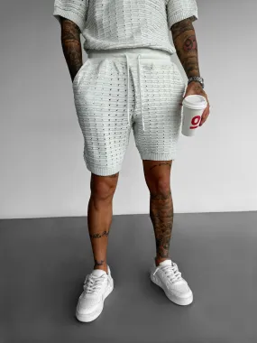 Loose Fit Holey Knit Shorts - White