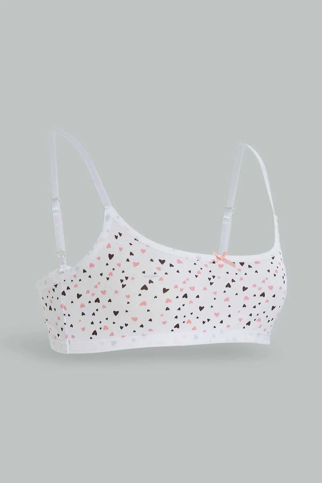 Senior Girls White And Pink Non-Padded Bra Set (2 Piece)