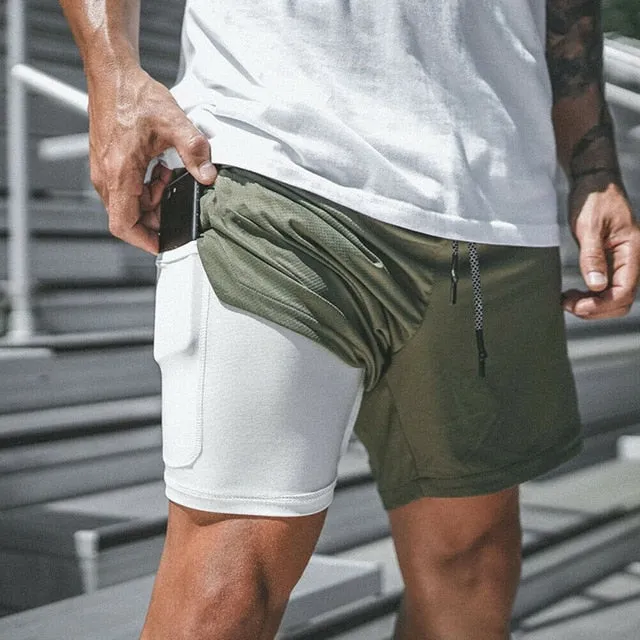 Summer Double-Deck Men's Fitness Bodybuilding Breathable Quick Drying Shorts