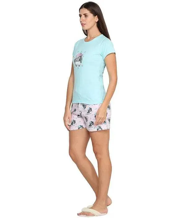 Velure Cat Print Shorts Set